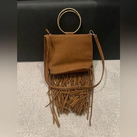 Boutique camel brown fringe crossbody bag - Picture 2 of 4